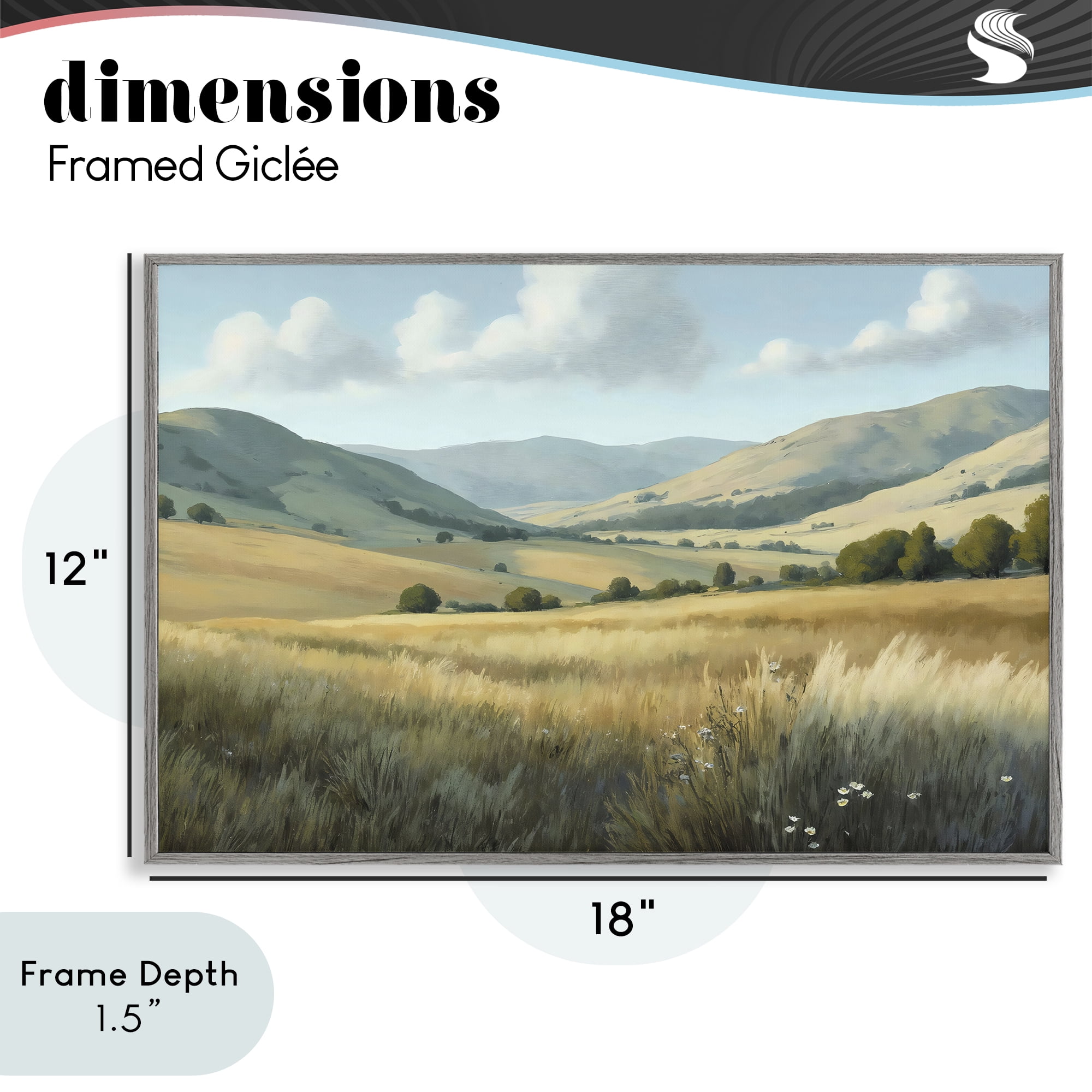 Stupell Industries Rolling Hills at Golden Hour Gray Framed Giclee Art, design by Creative Studio