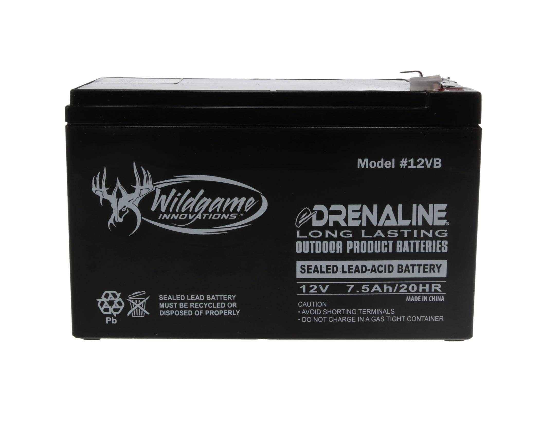 WILDGAME INNOVATIONS 12V Edrenaline Rechargeable Battery for Game Feeders Outdoor Long-Lasting Sealed Lead-Acid Tab Style Rechargeable Battery