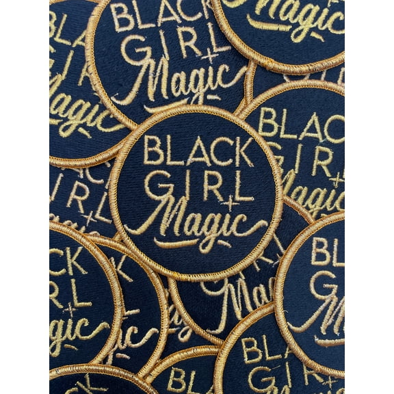 Prideful Patchez, â€œBlack Girl Magic GOLD â€ Iron on Patch, Cute Patch, Sew On Patch, Metallic Threads, Embroidered Patch, Crafting, Crafts