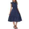 thumbnail image 2 of INSPIRE CHIC Polka Dot Dress for Women's Summer Ruffle Sleeve Tie V Neck Casual Beach Vacation Midi Dresses XL Navy Blue, 2 of 4