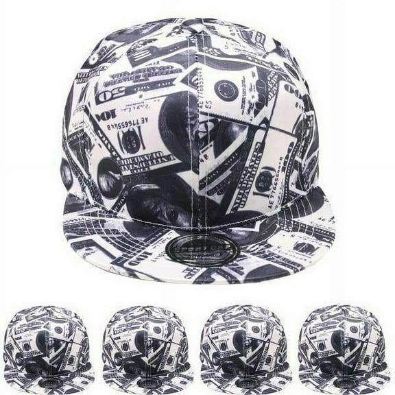 MONEY DOLLAR BILLS $ Snapback Baseball Cap Hat Adult Large Brim Ships in BOX! - New with box/tags