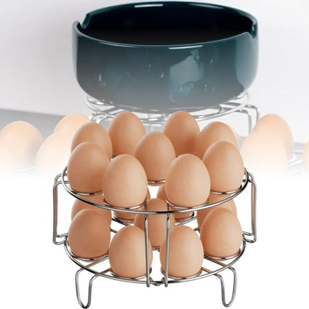 Stackable Egg Steamer Rack 2-Pack, Stainless Steel Pressure Cooker Trivet for 6-8 Quart Pots, 18 Egg Capacity Per Rack
