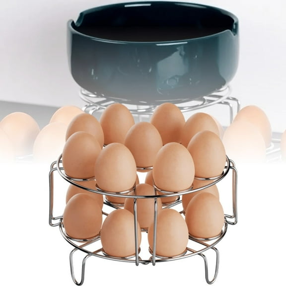 Stackable Egg Steamer Rack 2-Pack, Stainless Steel Pressure Cooker Trivet for 6-8 Quart Pots, 18 Egg Capacity Per Rack