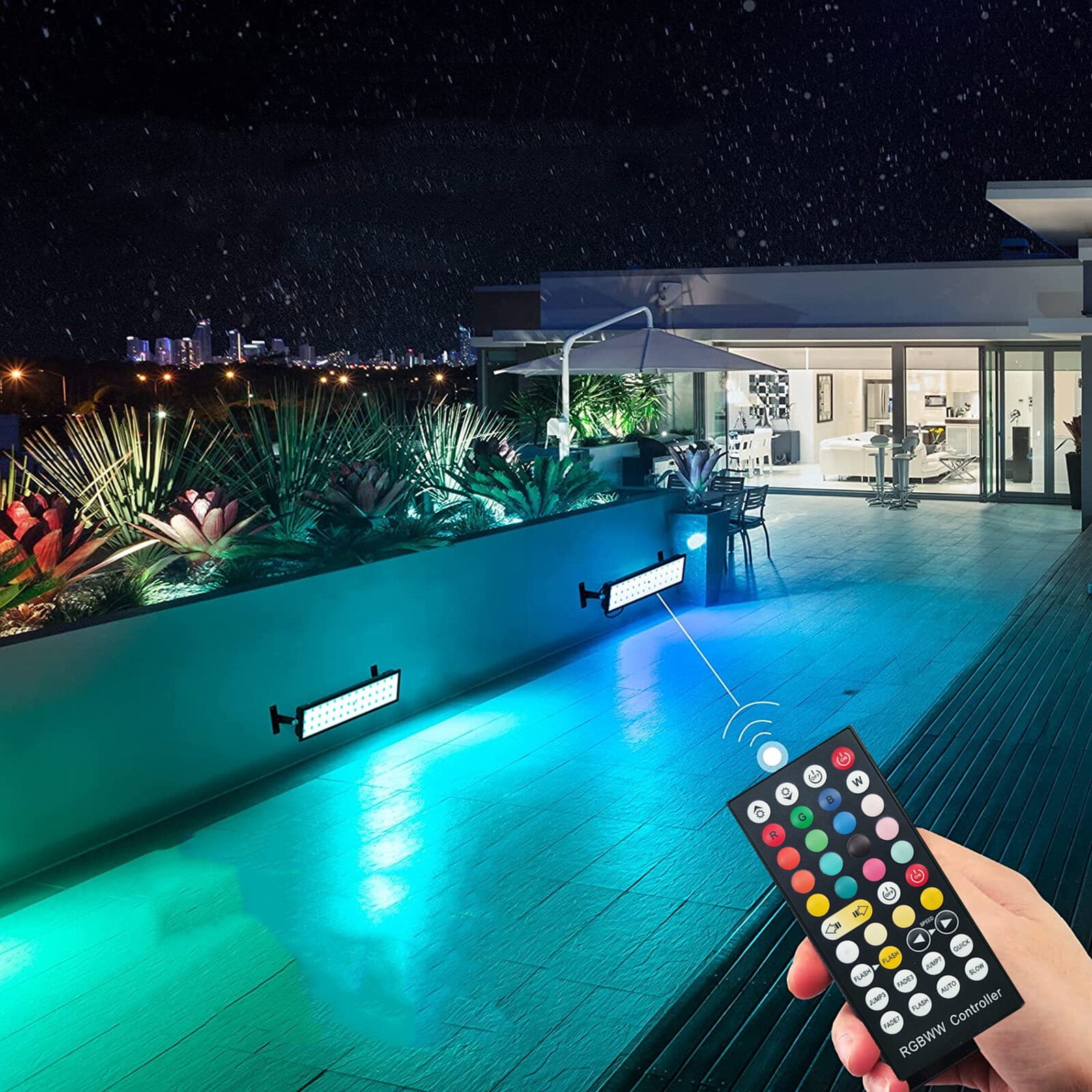 Leyfeng Dimmable RGBCW Wash Light Floodlight Outdoor Waterproof Wall Washer Light Stage Light Bar with Remote Control Smart APP Control for Villa Roadside Wedding Birthday Party Stage Lighting