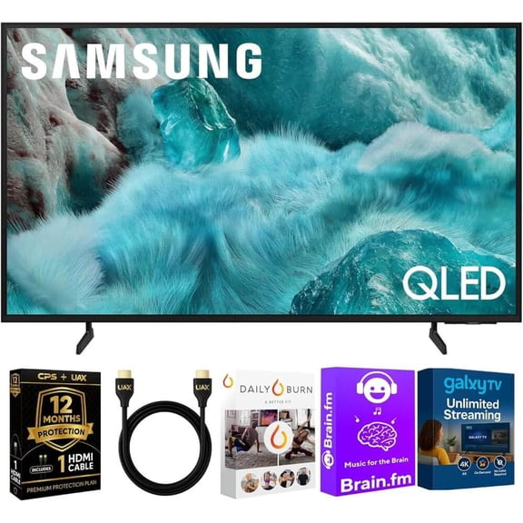 Samsung 75" 7F Series QLED 4K UHD Smart TV HDR10 , Alexa Build-in, Bluetooth w/ 12 Month CPS Protection Plan, AUX HDMI Cable, Streaming Bundle