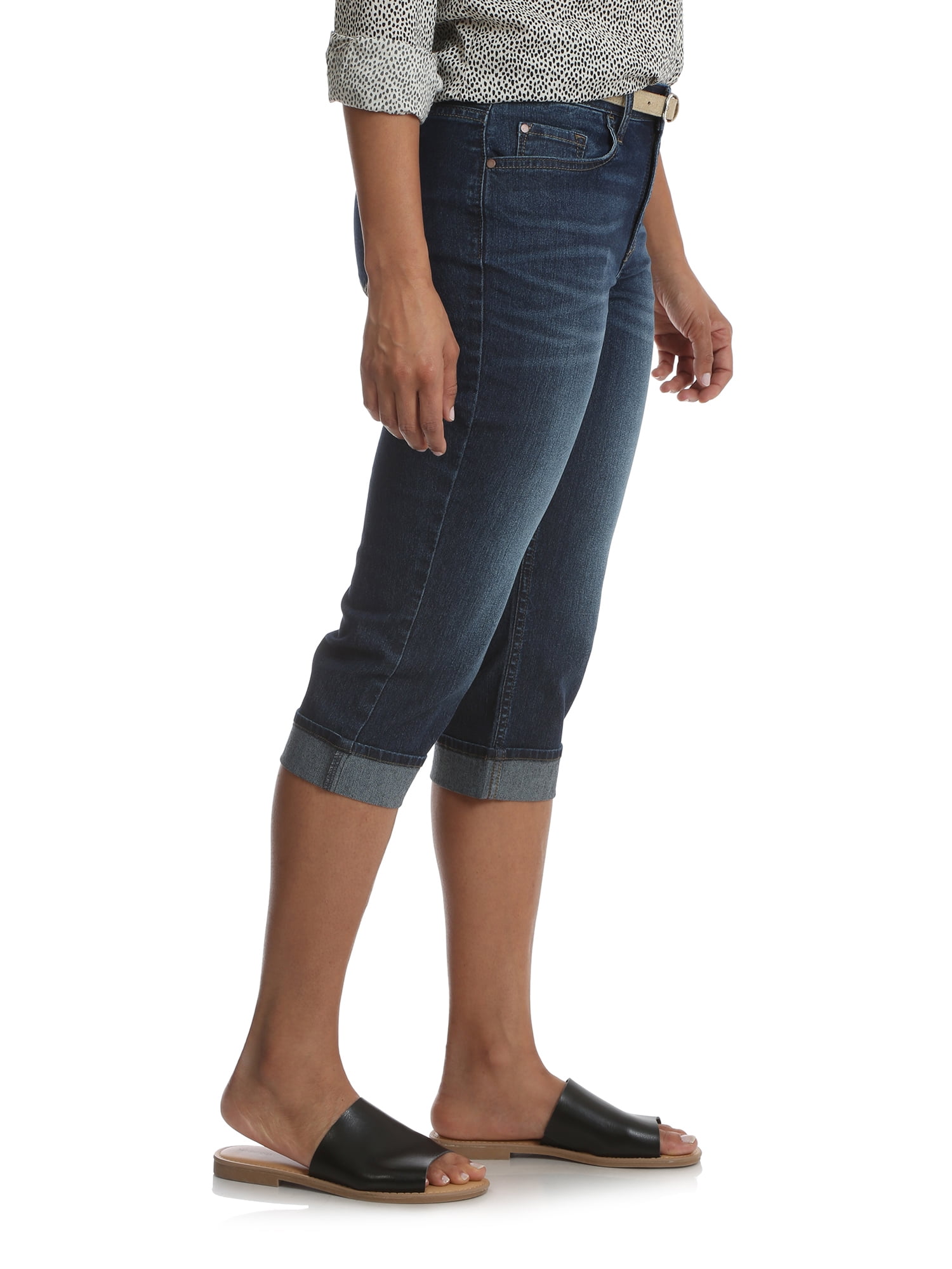 lee riders women's belted cuffed capri jean