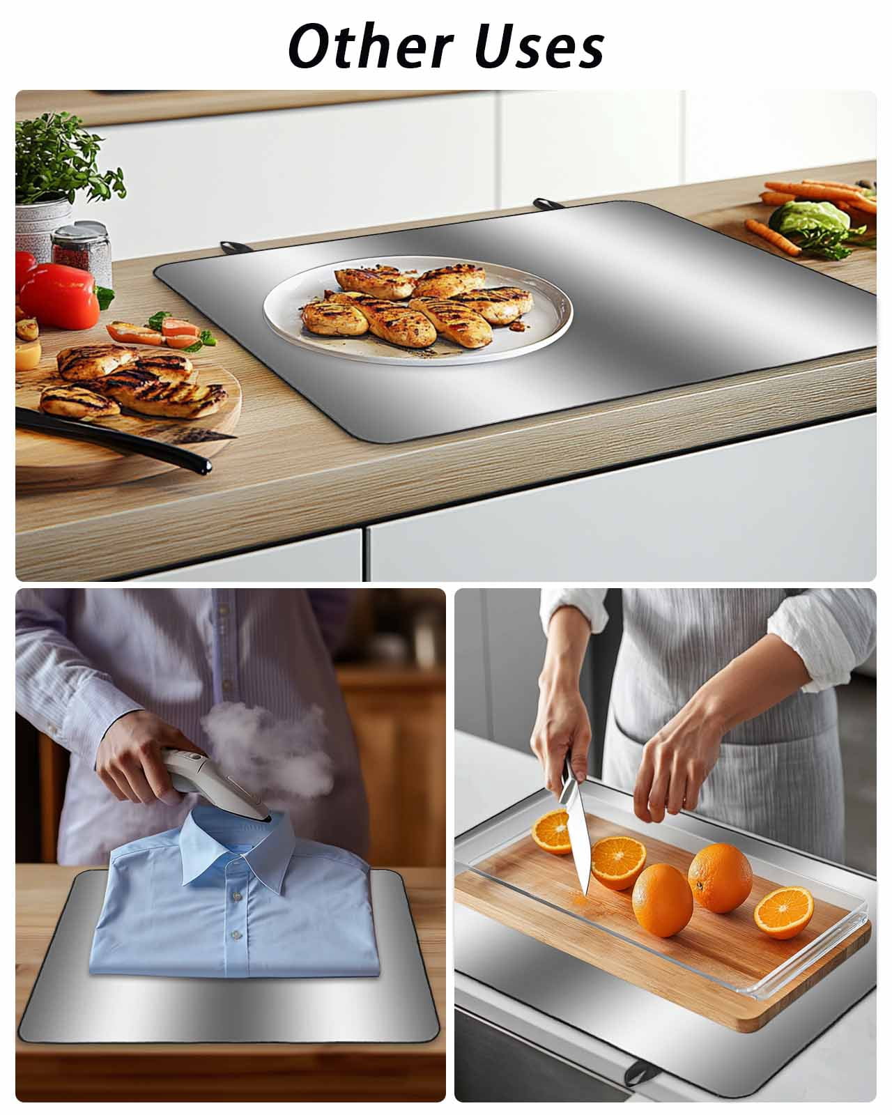 Stove Top Covers for Electric Stove, Dark Gray Glass Stovetop Cover Protector, Gradient White Abstract Minimalist Stripe Induction Cooktop Protector Oven Mat for Kitchen Countertop 24"x21"