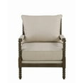 thumbnail image 2 of Cushioned Back Fabric Upholstered Spindle Accent Chair Beige and Brown - Saltoro Sherpi, 2 of 5