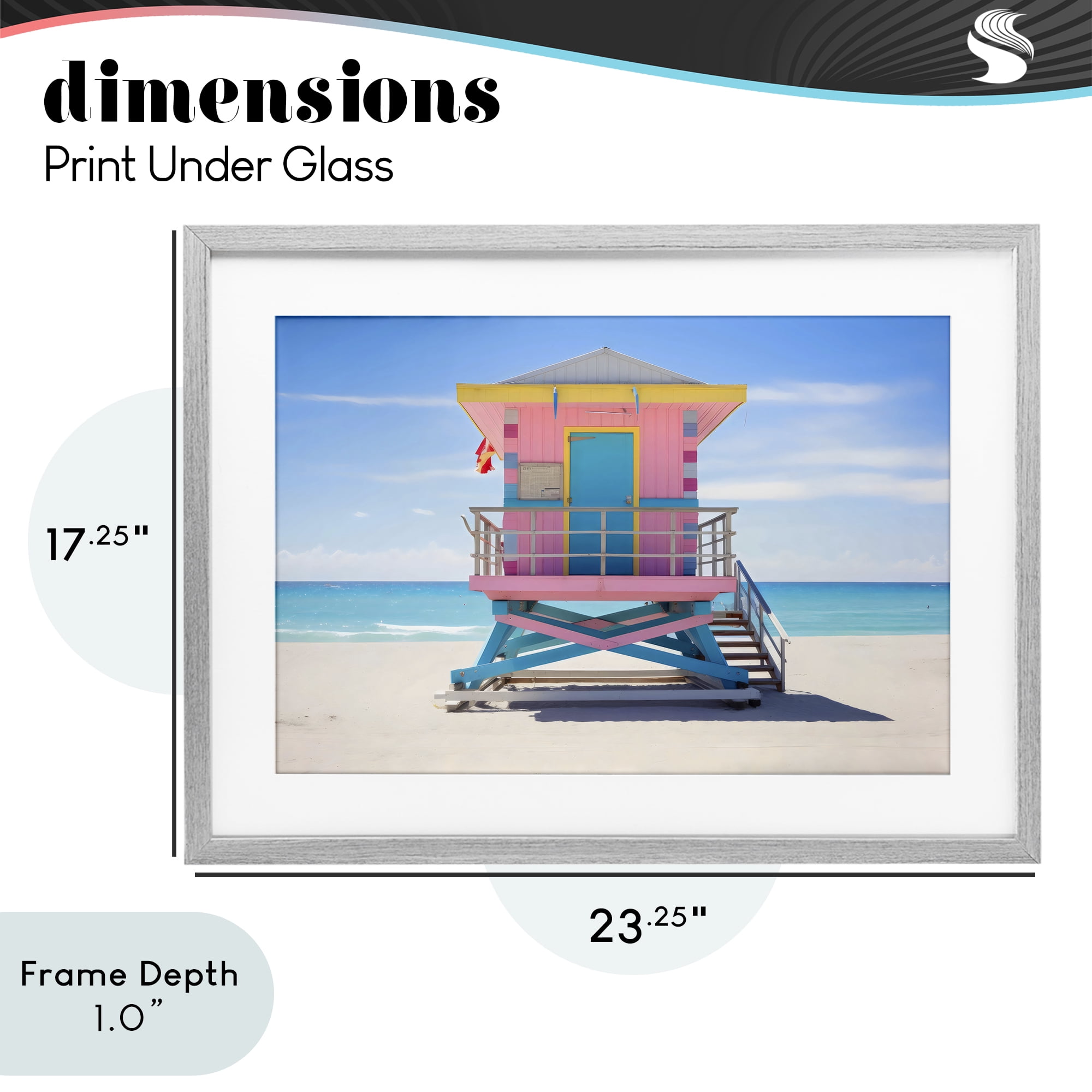 Stupell Industries Pastel Lifeguard Hut on Beach Gray Framed Print Under Glass, design by Creative Studio
