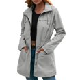 thumbnail image 1 of Abrigo de Moda Gibobby Chubasquero informal con capucha para mujer gris XL, 1 of 5