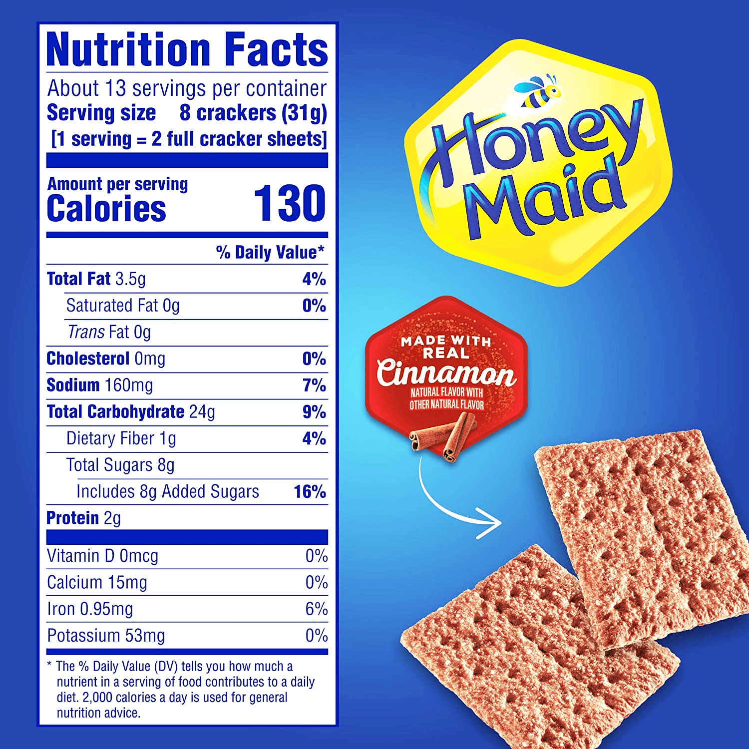 Honey Maid Cinnamon Graham Crackers Made with Real Cinnamon & No High Fructose Square Shaped Cracker Great for Snacks Halloween & Holiday Sweet Baking Treats 14.4oz Box Set of 3