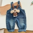 thumbnail image 5 of WAYUTE Toddler Overalls Denim Pants with Cute Animal Character Front Pocket for Girls and Boys Casual Daily Wear, 5 of 7