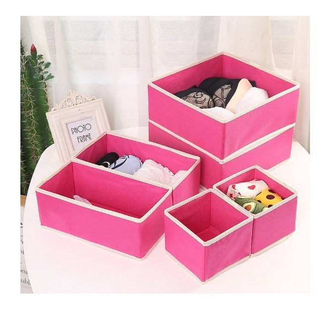 Xiao Hua 6 cajas de almacenamiento para organizar la despensa, perfectas para baño, armario, cocina, nevera y armario. 28 x 28 x 11 cm (rosa oscuro).