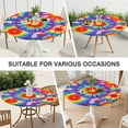 thumbnail image 7 of Rainbow Tie Dye Mandala Pattern Round Fitted Tablecloth with Elastic Edge,Dining Table Cover Waterproof,Outdoor Round Tablecloth for Camping,Dining,Indoor and Outdoor, 7 of 7