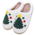 thumbnail image 1 of Zapatillas de interior para hombre y mujer, pantuflas de algodón con árbol de Navidad, zapatilla de casa de felpa cálida, 1 of 9