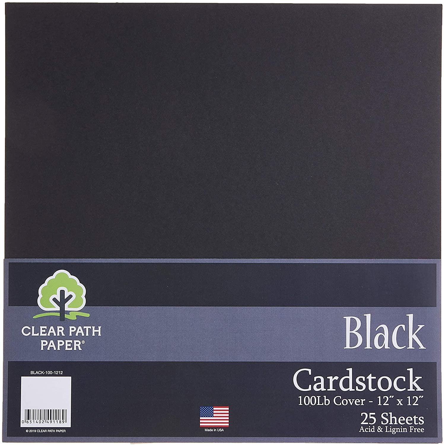 Clear Path Paper 100lb Cover Cardstock Paper, 12 x 12, Black, 25 Sheets