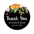 thumbnail image 1 of Darling Souvenir Round 45 Pieces Rose Floral Thank You Stickers Personalized Bride Groom Names And Date Envelope Seals-Black, 1 of 3
