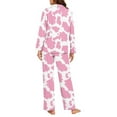 thumbnail image 3 of SEANATIVE Cow Print Button Up Pajamas for Women Pink Ladies Nightwear Outfits 2 Piece Sleepwear Pajamas with Pockets Long Sleeve Top and Pants Loungewear Women Sleepwear Size 2XL, 3 of 7