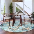 thumbnail image 3 of Round Rugs 5Ft, Teal Anchor Coastal Round Area Rug Washable Indoor Throw Carpet, Nautical Summer Beach Starfish Botanical Soft Non Slip Circle Rug for Cabinet Bathroom Home Decor Aesthetic, 3 of 8