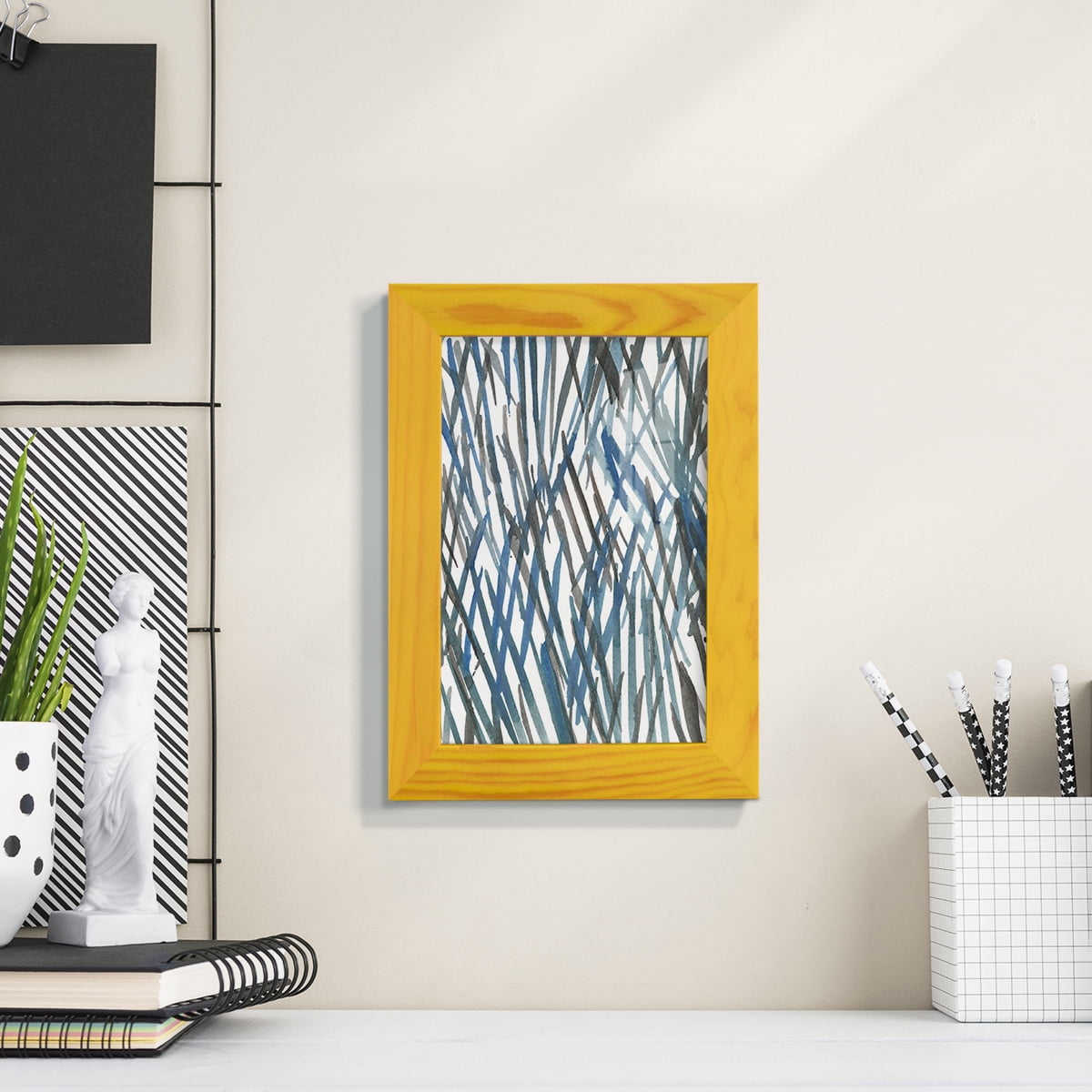 Blue Grass II - Framed Print w/glass - Sunflower Yellow