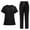 A-Black, variant on Jinhomg Medical Nurse Uniform for Women 2 Piece Solid Scrubs Set Lightweight Comfy Short Sleeve V-Neck Tunics with Elastic Drawstring Waist Pants Spring Saving Black S