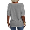 thumbnail image 3 of Women's Summer V-neck Solid Color Half Sleeve Match Simple Casual T-shirt Tops, 3 of 5