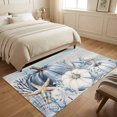 thumbnail image 4 of Coastal Fall Area Rugs 3'x5', Washable Small Throw Rugs for Living Room Bedroom, Thanksgiving Blue Pumpkins Coral Brown Wooden Indoor Outdoor Rug Non-Slip Low Pile Carpet Runner Reversible Floor Mats, 4 of 8