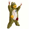 thumbnail image 5 of LEKWK Adult Onesie Pajamas Funny Frog Costume Animal Onesie Fleece Hooded Jumpsuit Sleepwear Cute Halloween Pajamas Cosplay Party Fancy Dress, 5 of 6