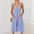 thumbnail image 1 of Vestido Midi Elegante Vestido ajustado de mujer estilo bohemio a rayas de un solo pecho sin espalda traje diario Cgtredaw Azul Y Blanco Xl para Mujer, 1 of 7