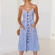 thumbnail image 1 of Vestido midi elegante con cuello en V para mujer Vestido largo de verano a rayas de corte holgado Traje diario FLhrweasw Nuevo, 1 of 9