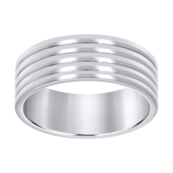 Stainless Steel Mens Multi Grooved Polished Comfort-Fit Fashion Band Ring Size 13 Wedding Band for Men