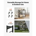 thumbnail image 6 of VEVOR 3-Tier Foldable Storage Shelf, 30W x 13D x 36H Inch Folding Metal Rack Shelving Unit, No Assembly Organizer Shelf with 5 Wheels & 4 Hooks for Pantry, Kitchen, Garage, Basement, Black, 6 of 9