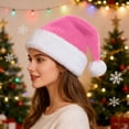 thumbnail image 2 of Christmas Santa Hat for Women Soft Plush Pom Pom Santa Hat Color: Hot Pink Size: One Size, 2 of 6