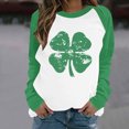 thumbnail image 2 of BLVB Womens St. Patrick's Day Shirts Long Sleeve Crewneck T Shirt Clover Shamrock Printed Tops Casual Festival Tunic Tee Tops, 2 of 4