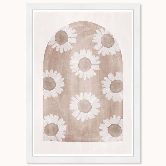 Wynwood Studio Faded Floral Arch Framed Boho Floral 1 Piece Canvas Wall Art, 15 " x 21 ", White Satin Flat Frame