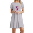 thumbnail image 2 of RT5YKing Femmes Mode Casual Printemps Été Indépendance Jour Manches Courtes Col Rond Robes de Soirée pour les Femmes 2023, 2 of 4