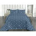 thumbnail image 2 of Ambesonne Damask Quilted Bedspread Set 3 Pcs, Traditional Royal Flowers, King, Dark Lavender White, 2 of 4