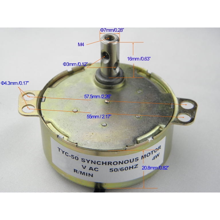 Synchronous Motor AC 100-120V, 15-18 RPM, 4W, CW/CCW Rotation - For DIY, Fans, Displays & Appliances