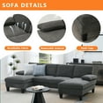 thumbnail image 3 of Anviora Home Sectional Sofa for Living Room, U-Shaped Sofa Couch with Chenille Fabric, 4 Seat Sofa with Double Chaise for Apartment, 3 of 8