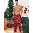 thumbnail image 3 of U2SKIIN Mens Fleece Pajama Pants, Comfy Plaid Lounge PJ Bottoms with Pockets,(Burgundy-snow,M), 3 of 6