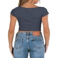 thumbnail image 4 of Crop Tops pour les Femmes Été Mignon Solide Slim Fit Recadrée Débardeurs T-Shirt de Base, 4 of 6