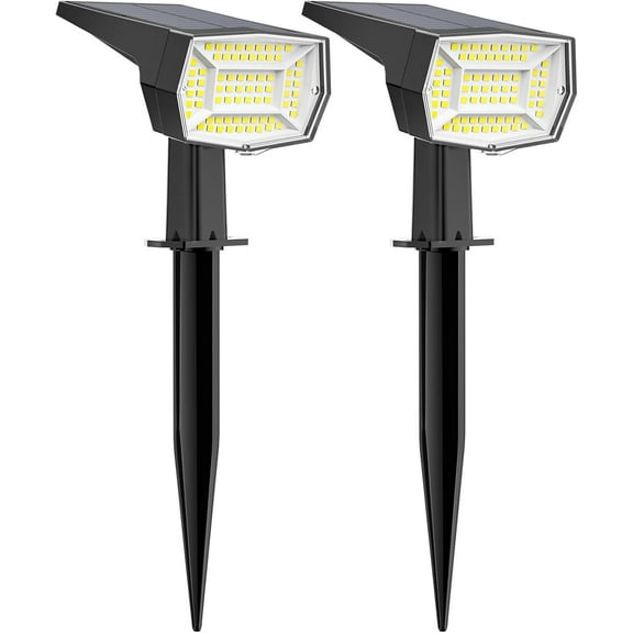 72 LEDs Solar Spot Lights Outdoor Waterproof, 3 Modes Landscape Spotlights, Dusk to Dawn Solar Powered Flood Wall Lights for Outside, Solar Garden Lights for Yard Porch 2 Pack (Cool White)