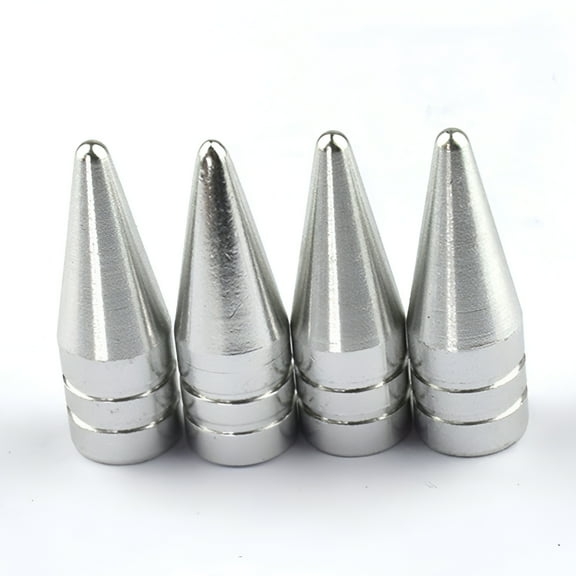 MELIVO 4X Pointed Spikes Bullet Valve Stem Cap Cover Tire Wheel Screw-On Metal Aluminum Valve Stem Covers