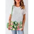 thumbnail image 4 of ABPHQTO Camiseta de manga corta con estampado de flores tropicales blancas para mujer, 4 of 5