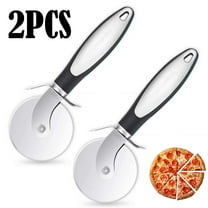 2PCS Premium Pizza Cutter - Durable Stainless Steel Pizza Cutter Wheel - Easy-to-Clean, Easy-to-Use Pizza Slicer - Super Sharp with Non-Slip Handle - Dishwasher Safe Pizza Wheel (Black)