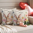 thumbnail image 2 of Easter Throw Pillow Covers 18x18 Inch Set of 2 Easter Bunny Flower Decorative Pillow Covers Spring Flower Leaves Rabbit Cushion Cover Pillowcase for Sofa Couch Bed Home Decor, 2 of 9