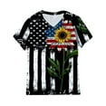 thumbnail image 2 of Women Independence Day American Flag T-shirt,4th of July Patriotic Shirts Casual Summer Tops V Neck Short Sleeve Trendy Blouses Loose Fit Work Out Tunic Tops, 2 of 4
