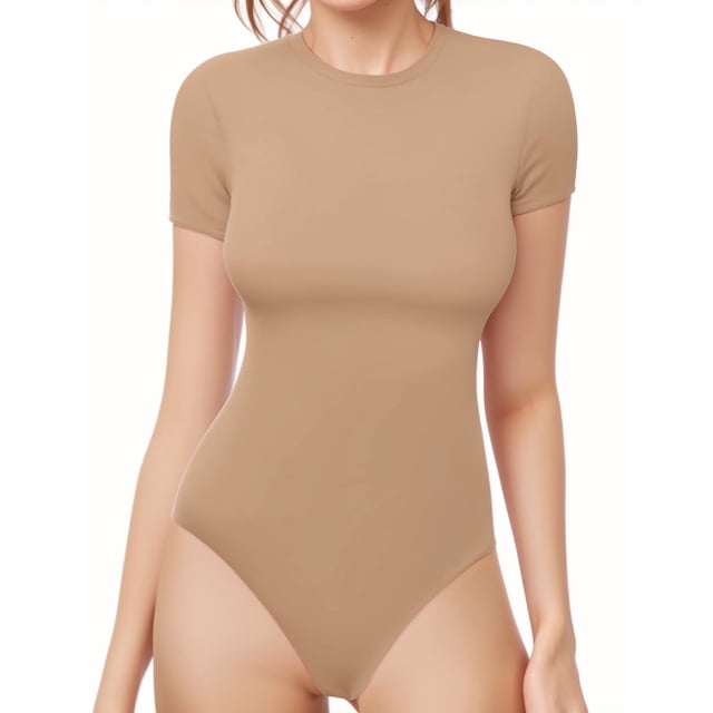 Body MANGOPOP de manga corta con cuello redondo 95% algodón para mujer
