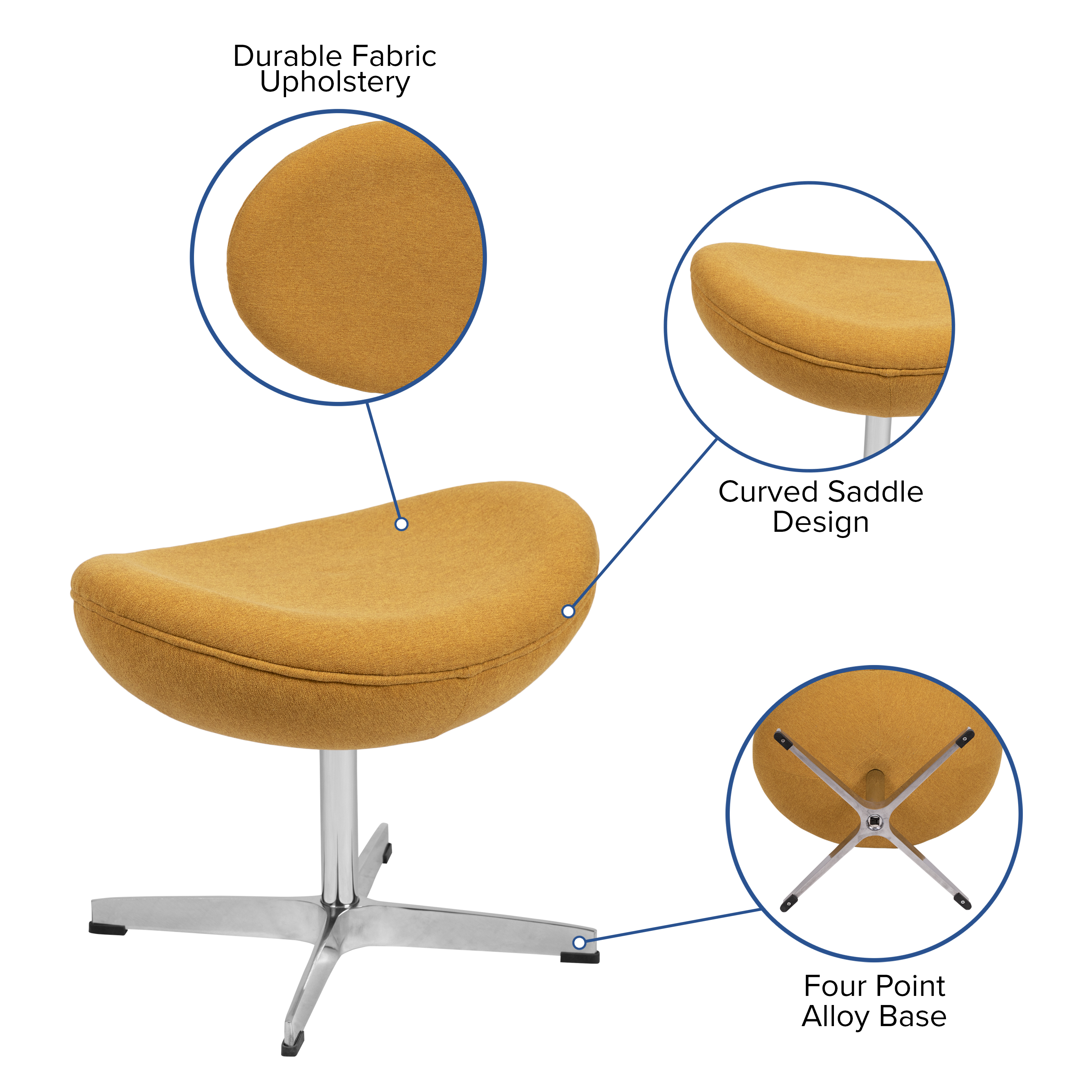 Citron Fabric Swivel Wing Chair and Ottoman Set