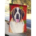 thumbnail image 2 of SC9422CHF 28 x 40 Po. Drapeau de Maison de Noël en Toile Flocons de Neige Rouges et Verts Saint Bernard, 2 of 4